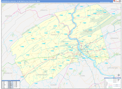 Harrisburg-Carlisle Metro Area Wall Map Basic Style 2026